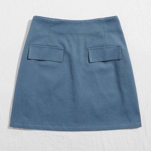 SHEIN Plus Fake Flap Pocket Blue Denim Skirt